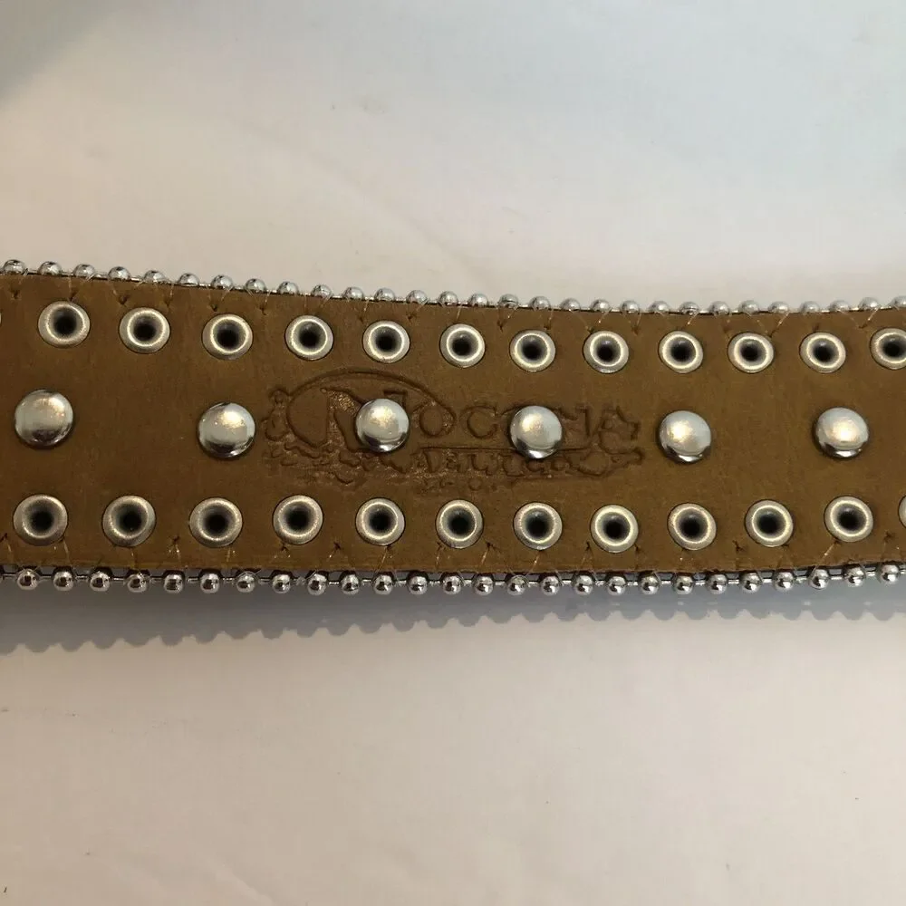 Nocona N4410897-28 Girls Brown Multicolor Silver Leather Rhinestone Studded Belt